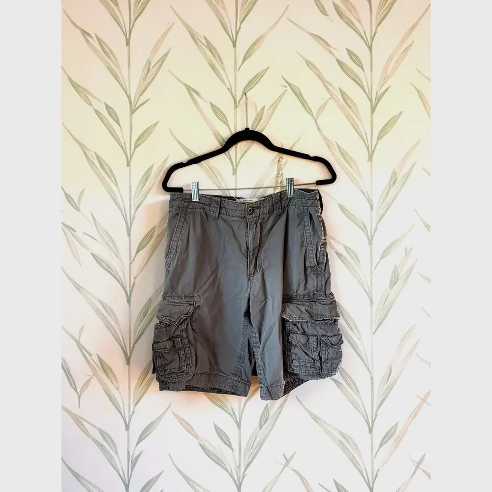 Aeropostale Men’s 32 Gray Cargo Shorts Cotton Y2K Utility Skater